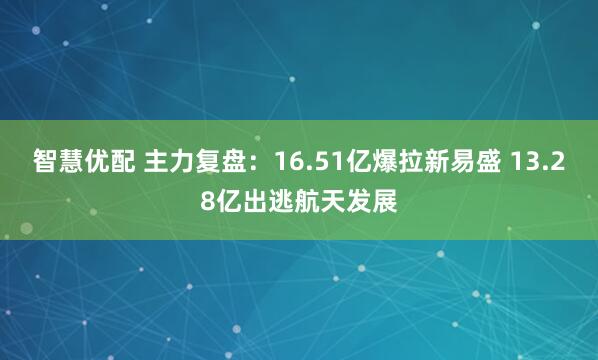 智慧优配 主力复盘：16.51亿爆拉新易盛 13.28亿出逃航天发展