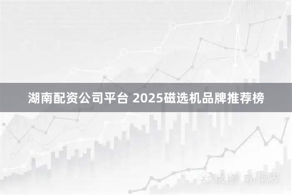 湖南配资公司平台 2025磁选机品牌推荐榜